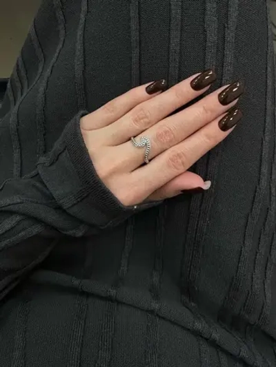 Серебряное кольцо "Волна" с чернением