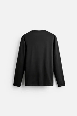 ZARA БАЗОВАЯ ФУТБОЛКА SLIM FIT, ЧЕРНЫЙ