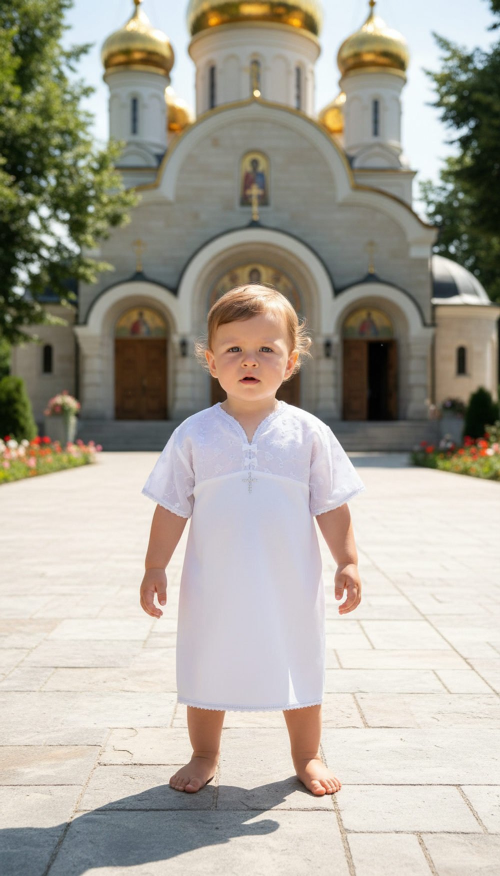 Крестильная Рубашка "Ангельское Дыхание" белая