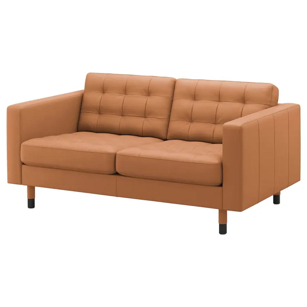2-местный диван - IKEA LANDSKRONA, 164х89х78 см, оранжевый, кожа, ЛАНДСКРУНА ИКЕА