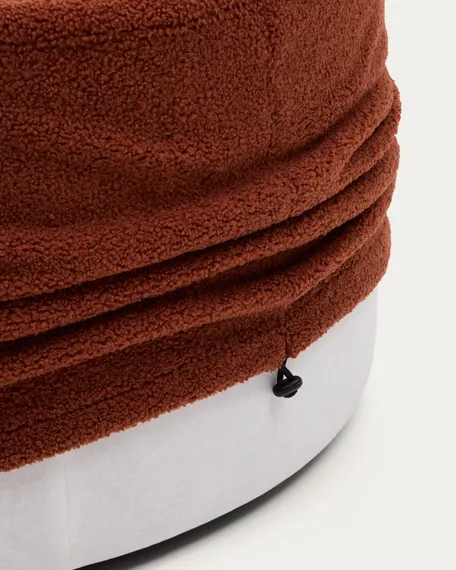 Kaeli Пуф для ног со съемным чехлом из терракотового букле Ø 90