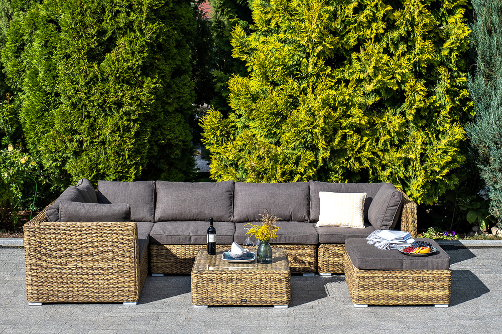 "Лунго" модуль диванный угловой с подушками, цвет соломенный (гиацинт)