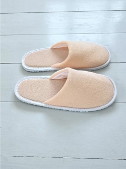 Тапочки трикотажные махровые Нежный персиковый