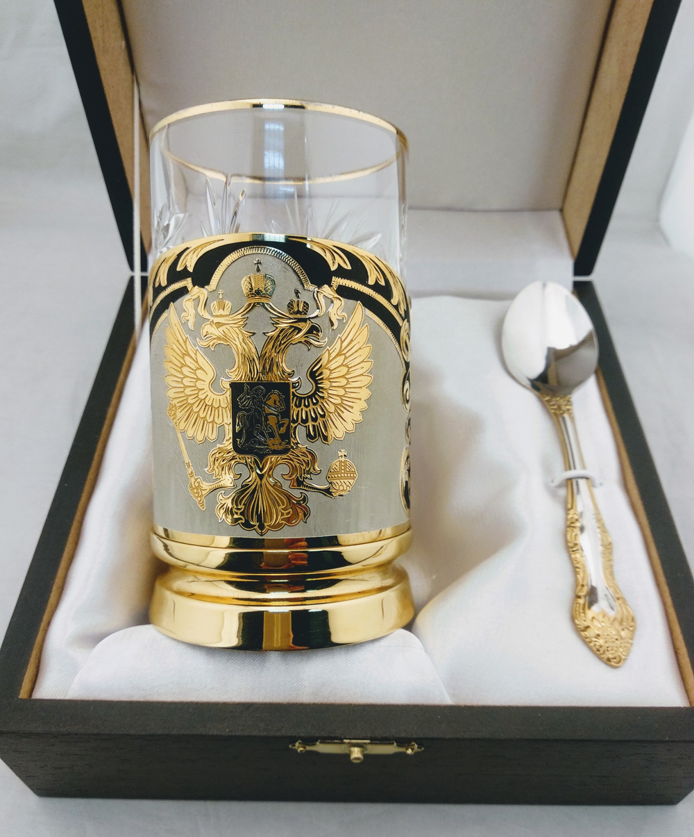 Подстаканник "Герб России" с чернением