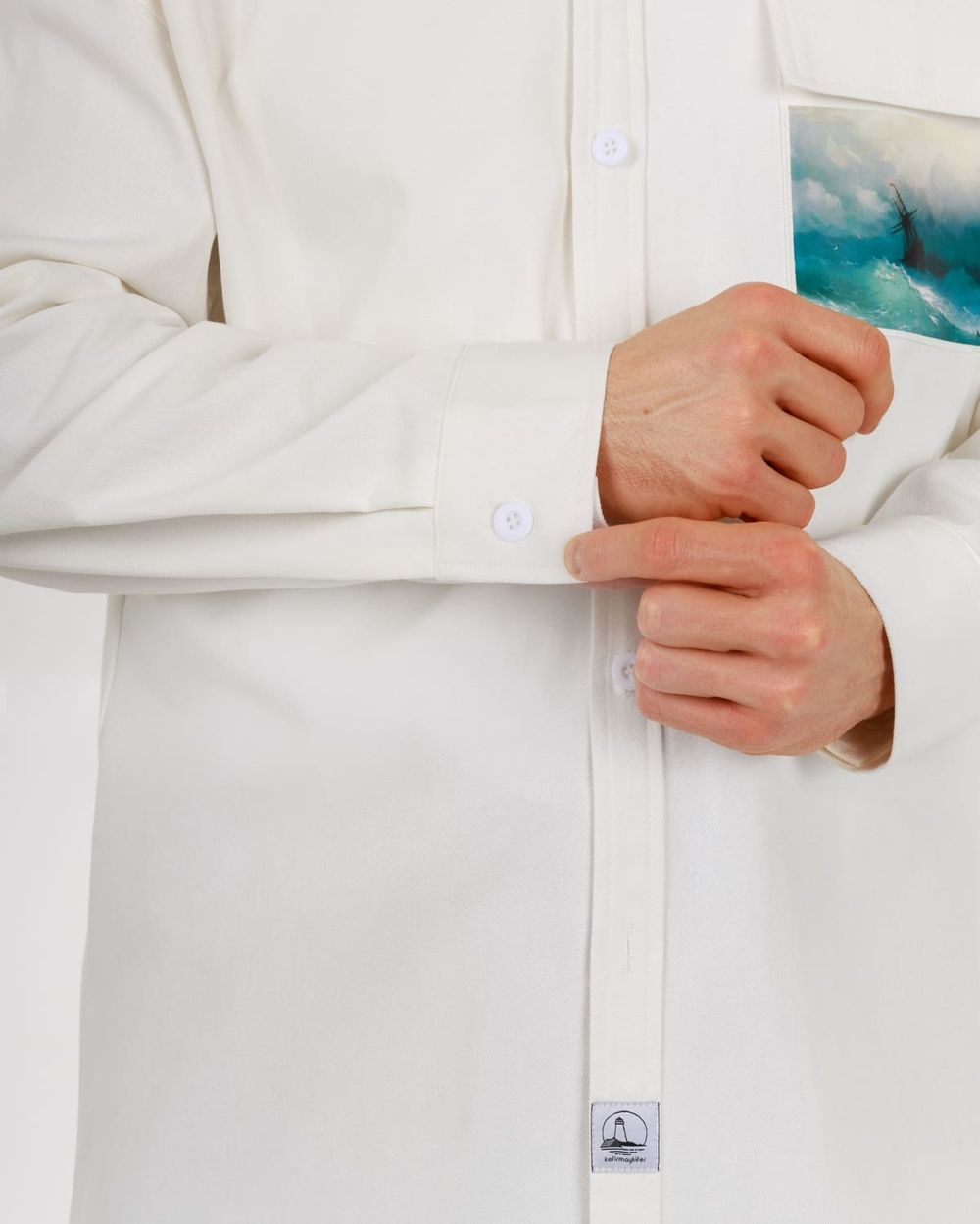 Купить Рубашка Kefirmaykifer Айвазовский хлопковая белая Рубашка Kefirmaykifer Айвазовский хлопковая белая