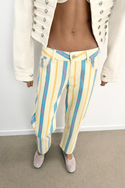 ZARA ДЖИНСЫ TRF ПРЯМОГО КРОЯ С НИЗКОЙ ПОСАДКОЙ В ПОЛОСКУ, ПОЛОСКИ