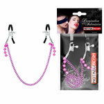 Оригинальные зажимы на соски с розовыми бусинками и длинной цепочкой (Цвет: розовый)