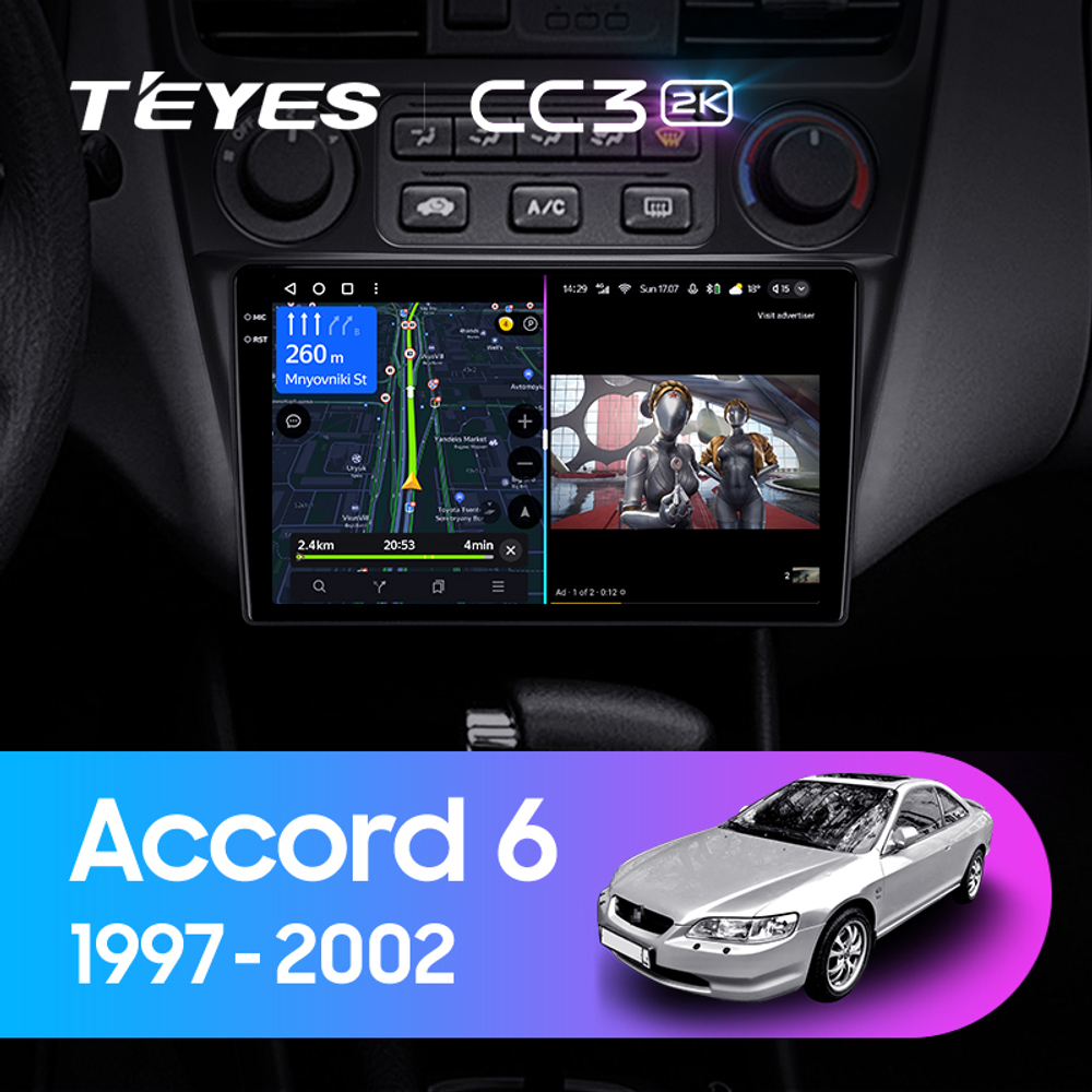 Teyes CC3 2K 9"для Honda Accord 6 1997-2002