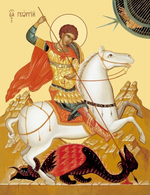 Икона под старину А6. Дерево, холст (святые мужи)