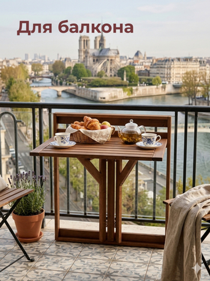 Стол садовый деревянный Эпларо откидной на стену 76х64 на балкон, для сада, массив сосны,венге