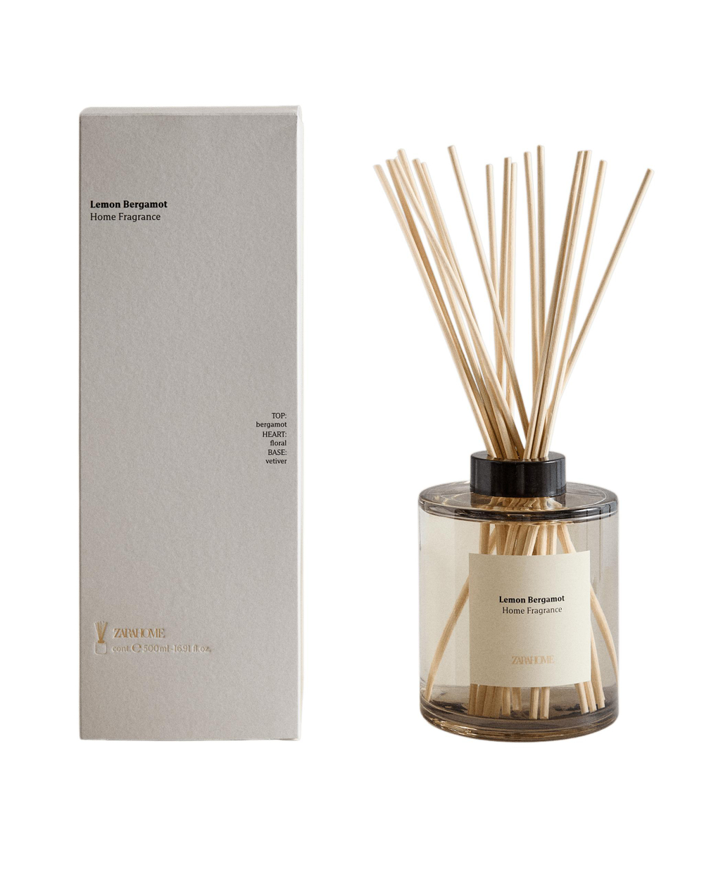 Zara Home Аромадиффузор Lemon Bergamot 500 мл, тростниковые палочки микадо, аромат свежий цитрусовый, Горчичный