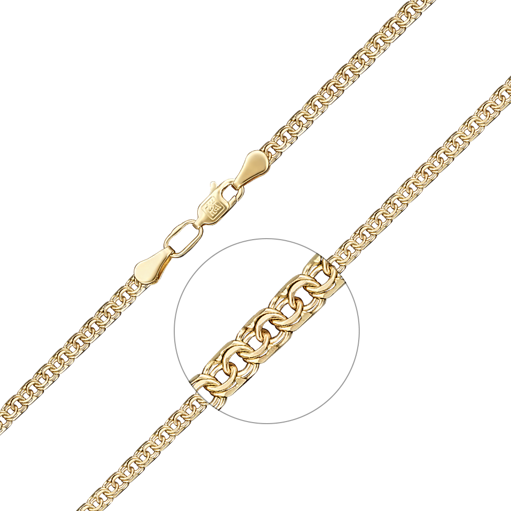 Цепь из лимонного золота с алмазной гранью (плетение «Бисмарк»)