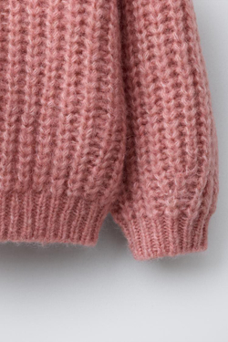 ZARA ВЯЗАНЫЙ СВИТЕР С ВЫШИТЫМИ ЦВЕТАМИ, КОРАЛЛОВО-РОЗОВЫЙ
