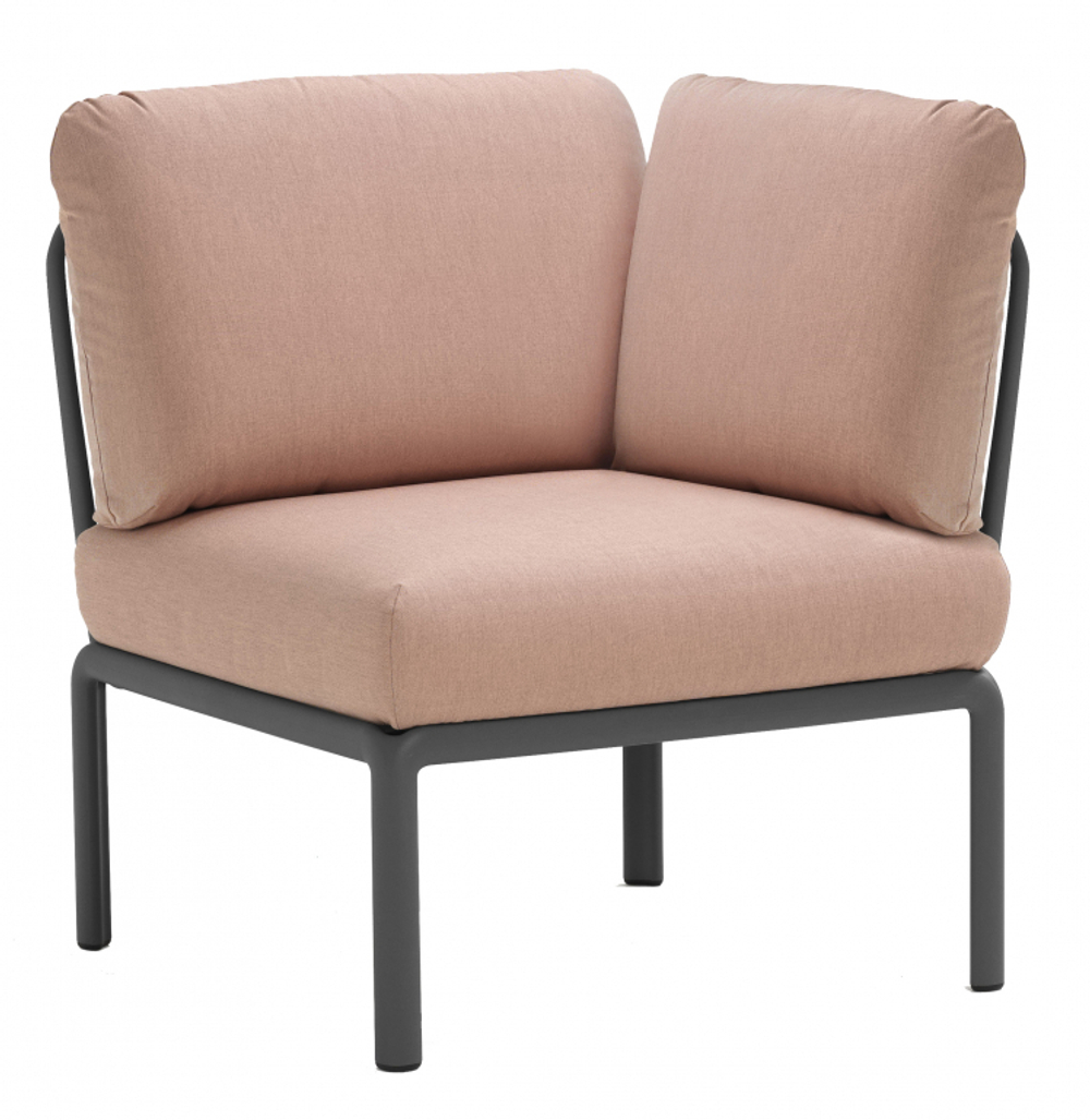 Модуль угловой пластиковый с подушками Nardi Komodo Elemento Angolo, антрацит, розовый