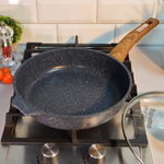 Сковорода 24см Premium blue с несъемной ручкой и стеклянной крышкой