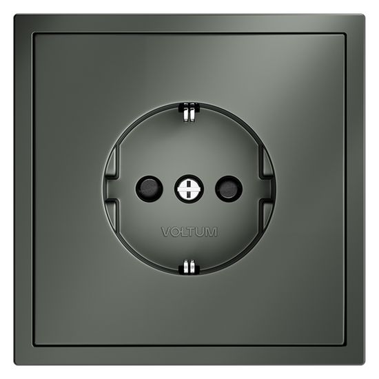Розетка встраиваемая VOLTUM S70 с заземлением и защитными шторками, 16А, (титан)