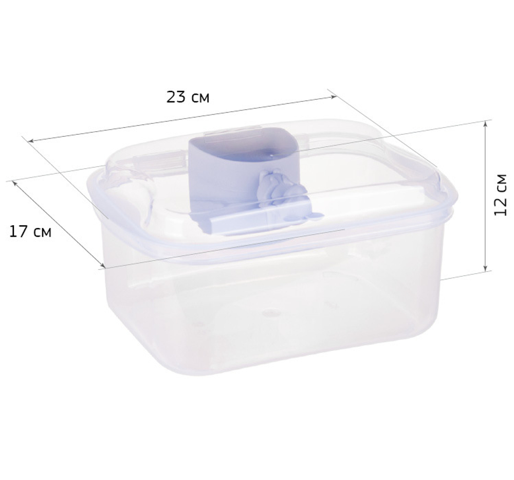 Контейнер для муки прозрачный 2,3 л с мерной ложкой 180 мл М1182