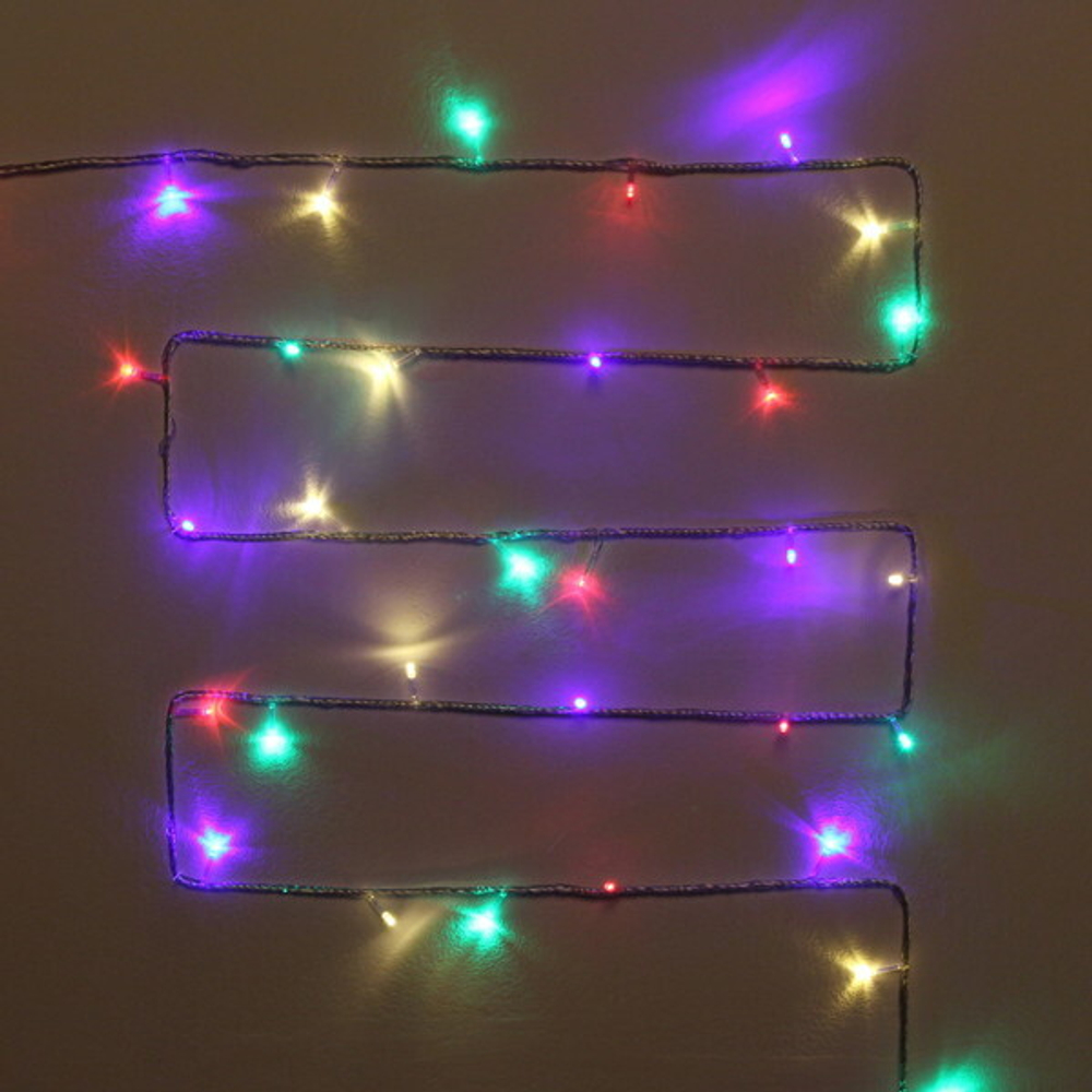 Гирлянда для дома «Водопад» нить 9,5м 100 ламп LED прозрач.пров, 8 реж, IP-20, Мультицвет (возможность соединения)