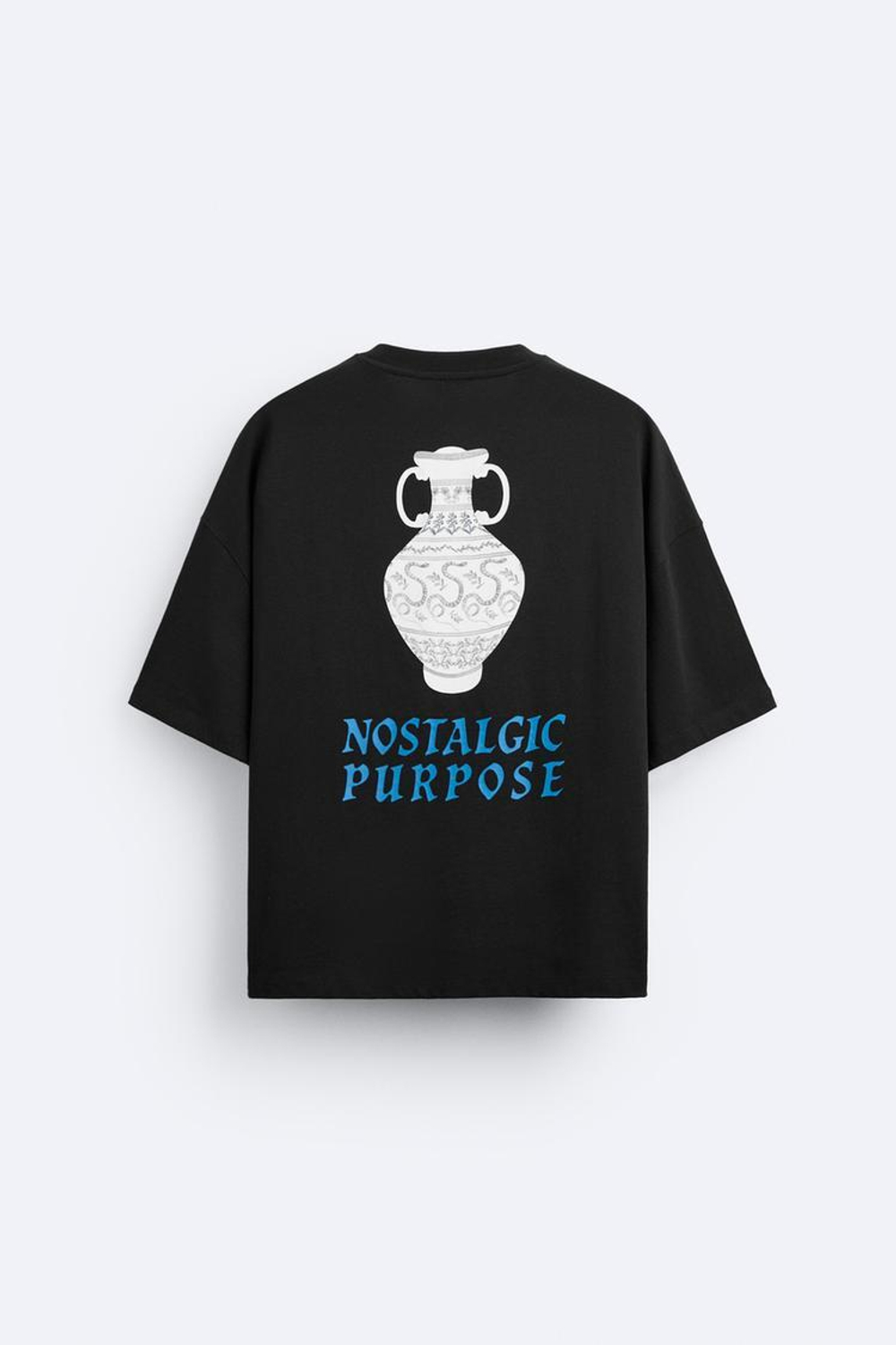 ZARA ФУТБОЛКА С КОНТРАСТНЫМ ПРИНТОМ, ЧЕРНЫЙ