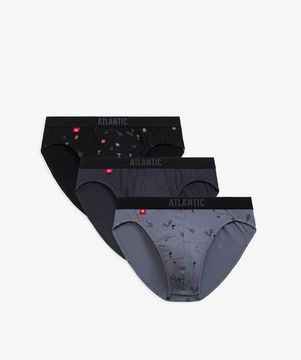 Мужские трусы (3шт) спорт  Atlantic 3MP-171, черный + графит + голубой