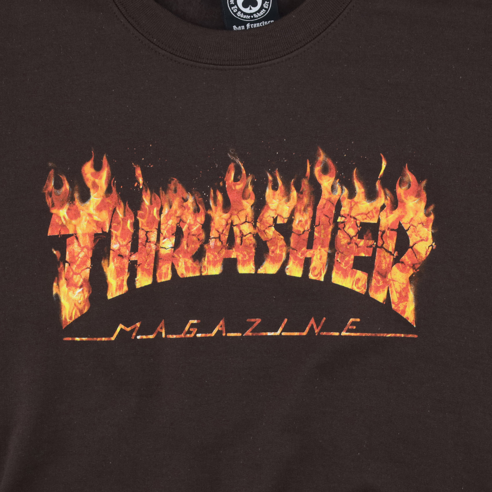 Свитшот Thrasher Inferno Crewneck (dark chocolate) артикул:9cXaMMTegnBGDCEl6OKAx2 - купить в магазине Дайс