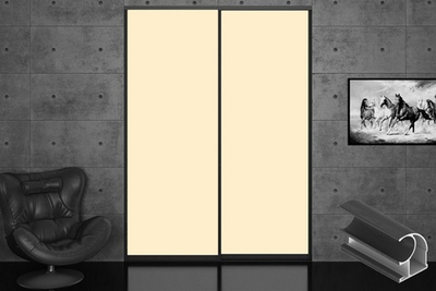 Дверь-купе 2650*600(700,800,900) мм, черный велюр, Крем LAMARTY