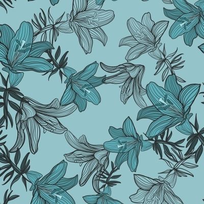 Лилии на темно- бирюзовом фоне