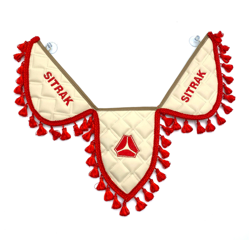 Вымпел тройной Sitrak (экокожа, бежевый с красной вышивкой)
