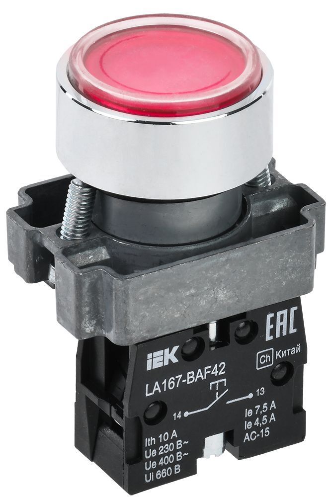 Кнопка управления LA167-BAF42 d=22мм 1р красная IEK