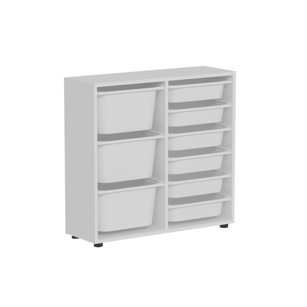 Стеллаж CAGLA с 9 выдвижными ящиками - белый