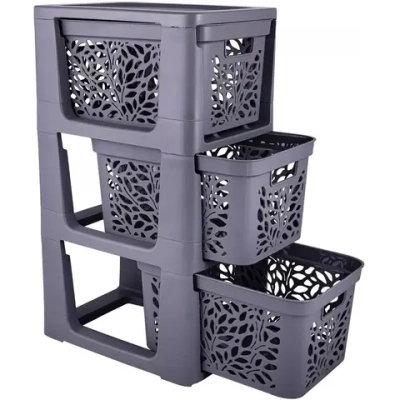 Комод на колесах 3 ящика по 18л Leaves (серый)