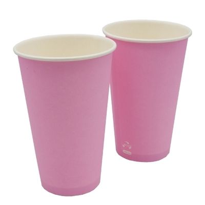 Стаканы бумажные однослойные 400/473мл SP16 розовые (25/400шт)