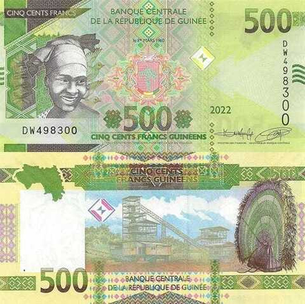 Гвинея 500 франков 2018-2022 Горный конвейер UNC