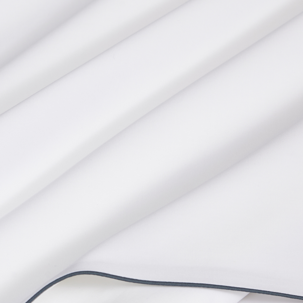 Постельное белье cемейное Сlaire&Caroll Lune белое с зеленым кантом