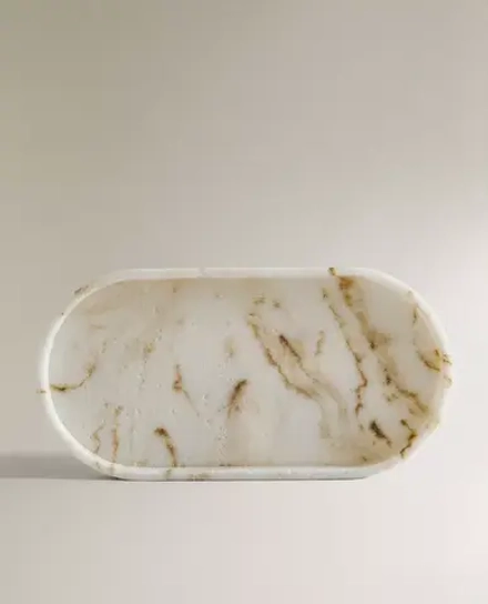 ZARA HOME ПОДНОС ДЛЯ ВАННОЙ С МРАМОРНЫМ УЗОРОМ, ЭКРЮ