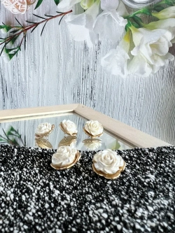 Декоративные металлические пуговицы Роза перла 23