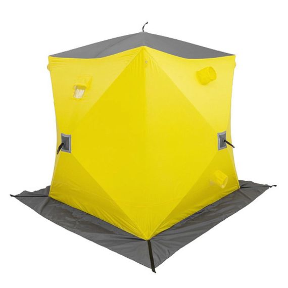 Палатка зимняя утепл. Куб Premium 1,8х1,8 желтый/серый (HS-WSCI-P-180YG) Helios