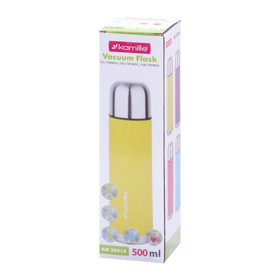 Термос 500 мл. из нержавеющей стали Kamille KM-2001A с прорезиненным покрытием