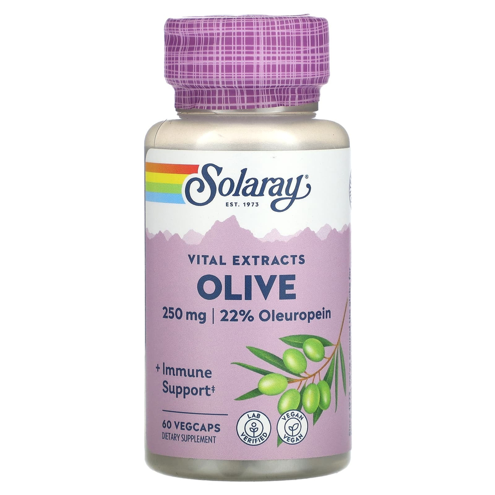 Solaray, Vital Extracts, оливковое масло, 60 растительных капсул
