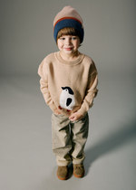 Шапка вязаная с отворотом (теплый беж + джинс)