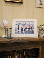 Картина авторская акварельная в паспарту 30х40 см на стену для интерьера "На грани в Венеции"