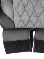 Чехлы Люкс Scania 5 серия 2 высоких сиденья (экокожа, черный, серая вставка)