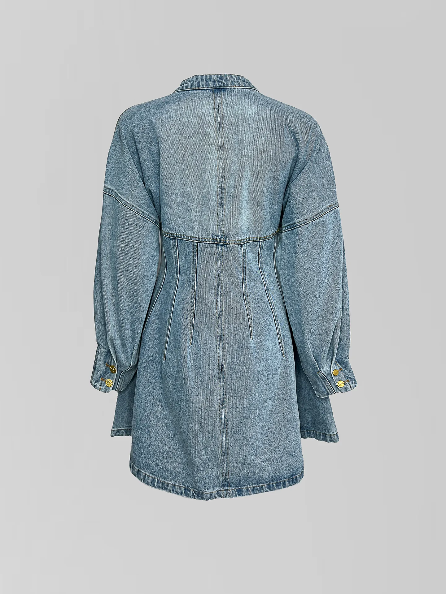 Платье 5342 джинсовое на молнии с расклешенной юбкой