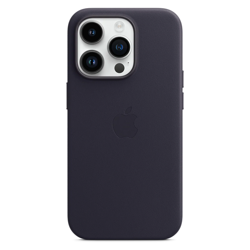Кожаный чехол с поддержкой MagSafe Apple Leather Case для iPhone 14 Pro, Ink (Чернильный)