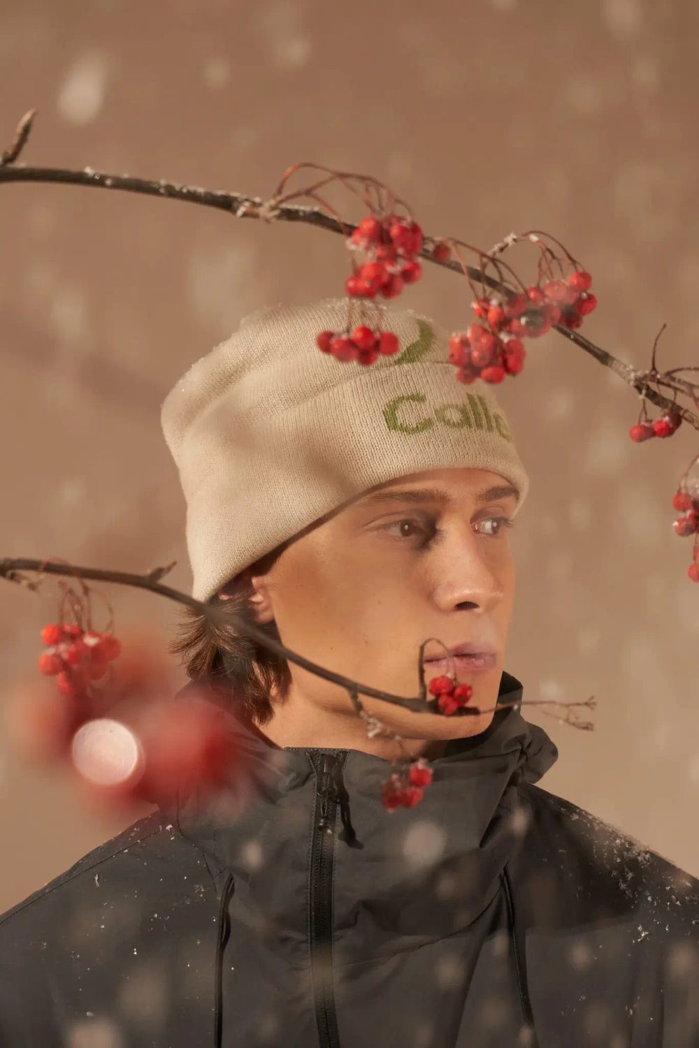 Шапка Called a Garment Pathway Logo Beanie молочный / зеленое яблоко