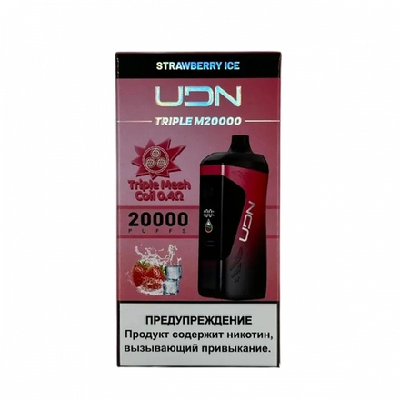 UDN Triple M20000 Strawberry ice - клубника-лёд 20000 затяжек 20мг (2%)