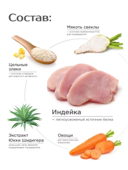 Сухой корм для Американского кокер-спаниеля, индейка, 2,5кг