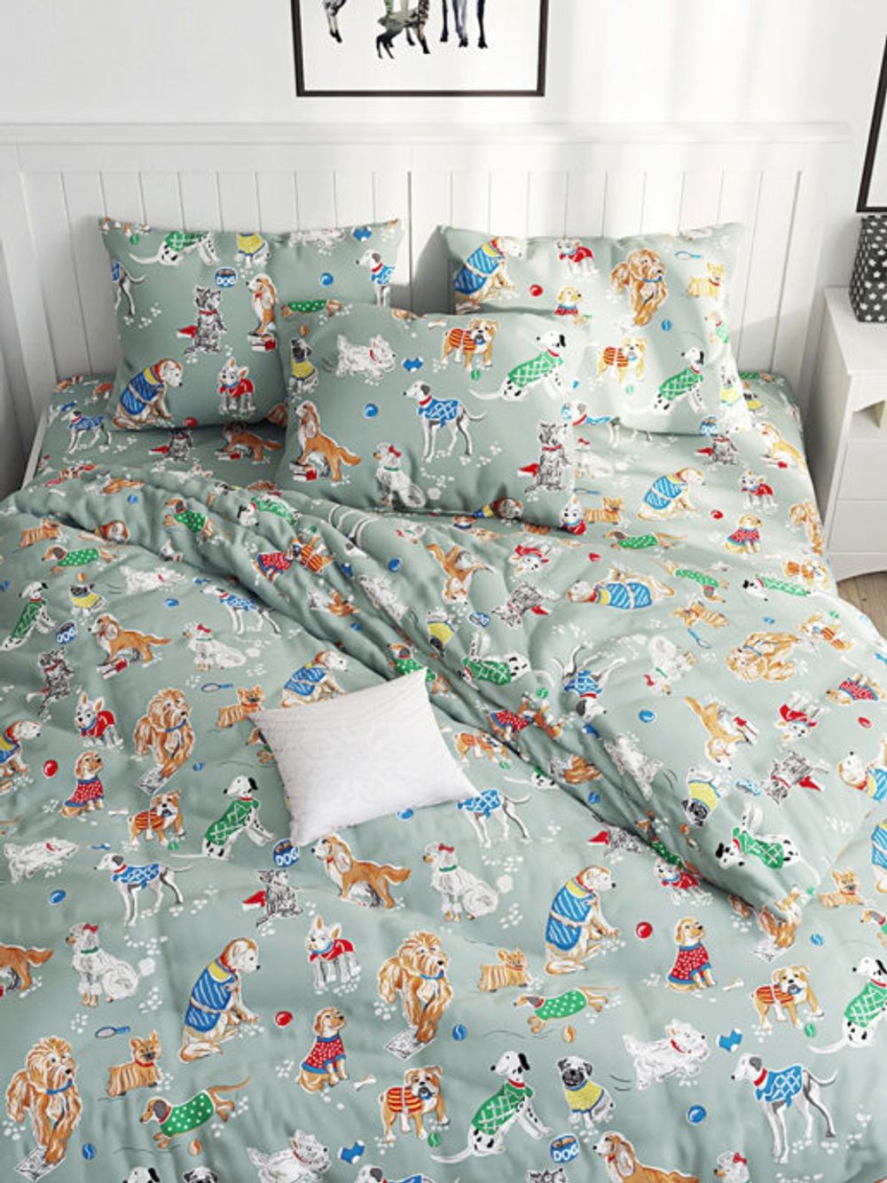 Комплект наволочек 2шт Milky Garden "Dogs on blue" 50х70 см с ушками