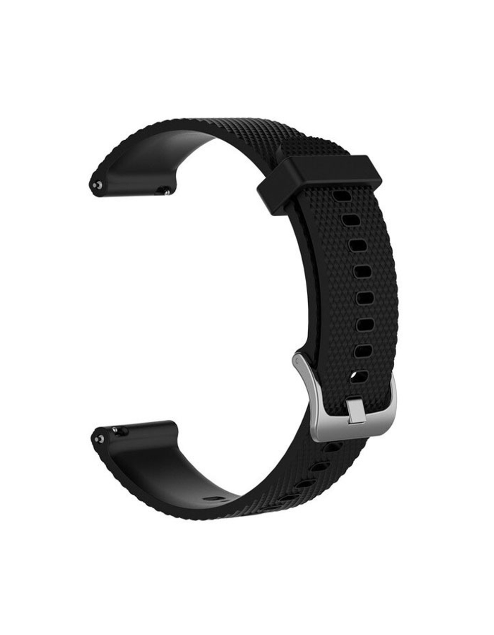 Ремешок силиконовый 20 мм для Garmin Forerunner 55/245/645, Venu, Venu Sq, Venu 2 Plus, Vivoactive 3, Vivomove быстросъемный серебристая пряжка (Черный)