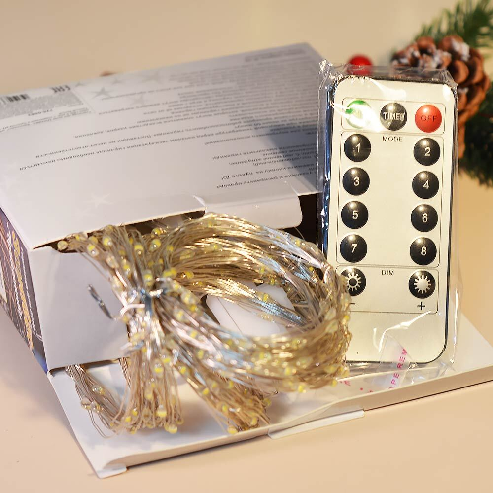 Гирлянда электрическая занавес "Бриллиант" 3*3м, 300 ламп LED, 8 режимов, с пультом, теплый бел.свет